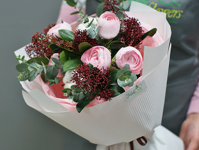 Bouquet of ranunculus with eucalyptus  ( to order, 10 days) photo